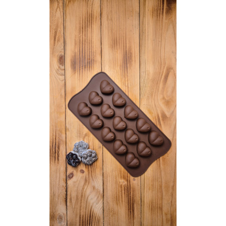 Silikonová formička srdce - hnědá