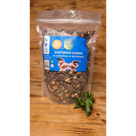 Kozí maso sušené se zeleninou a bylinkami 800 g NA CESTY  HYPOALERGENNÍ